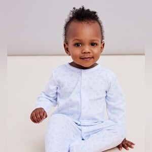 KISSY KISSY Ele-Fun Print Pima Cotton Footie Pajama One Piece Light Blue Unisex